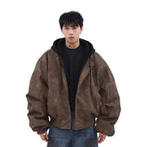 Casual Loose Hooded Leisure Style Coat Fake Two-Piece Jackets